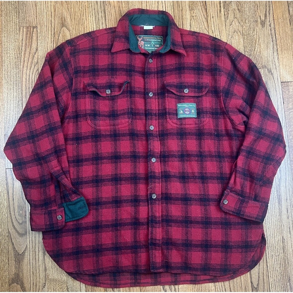 Vintage Abercrombie And Fitch The Ranger Flannel Shirt Men's Sz Large Plaid Wool